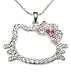 Kitty Large Crystal Pink Charm Ribbon Necklace