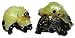 Genuine hand carved jade chinese oranda goldfish, pair - wood stand included (03)