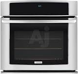 Electrolux EW30EW55GS 30 Single Electric Wall Oven with 4.2 cu. ft. Self-Cleaning Convection Oven, Wave-Touch Electronic Controls, Meat Probe and Cobalt Blue Interior: Stainless Steel