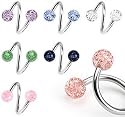 Body Colorz&trade; Lot of 7 Ultra Sparkle Spiral Twister Belly Navel Body Jewelry Piercing Bar Ring 14g