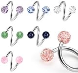 Body Colorz™ Lot of 7 Ultra Sparkle Spiral Twister Belly Navel Body Jewelry Piercing Bar Ring 14g