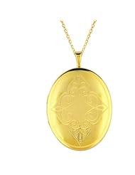 14K Gold over Sterling Silver Oval Shaped Locket Necklace