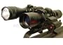 4x30 scope tri-ring on carry handle mount with strobe flashlight and weaver base laser sight