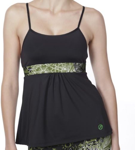 DJ Skins Women's Let it Flow Black Tank (Medium (4-6), Green Floral)