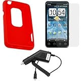 GTMax Red Soft Rubber Silicone Skin Protector Cover Case + Clear LCD Screen ....