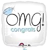 OMG Congrats Wedding Ring Square 18" Mylar Balloon