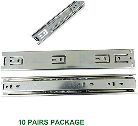 Fashion Kitchen 3-fold 100lb Side Mounted Drawer Slides 12 Inch (300mm),10 Pairs Pack
