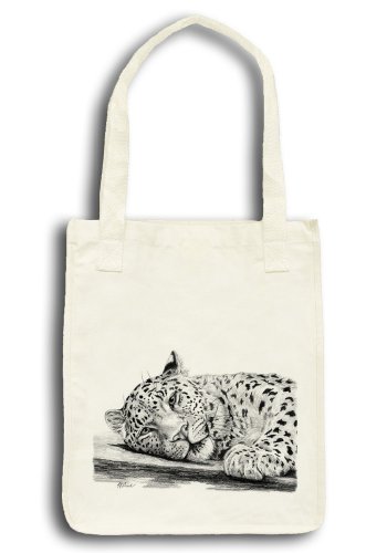 Leopard Eyes Drawing Art Tote - Organic Cotton Grocery Market Bag