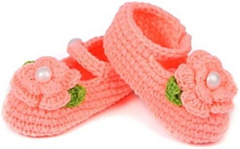 Dooream Baby Girls' Handmade Knit Shoes for 0-10Months 3.93inch Pack of 2 (0-10Months, 1)