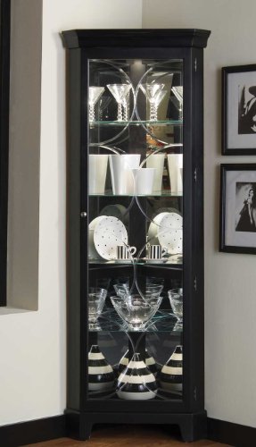 Pulaski Black Corner Curio - 21220