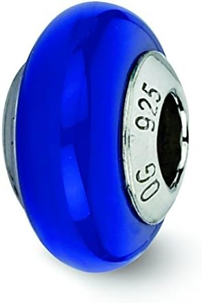 Sterling Silver Cobalt Blue Italian Murano Glass Bead Charm For Pandora, Chamilia & European Bracelets