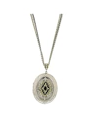 Silver Tone Medes Mixed Metal Antique Locket Necklace Silver Tone