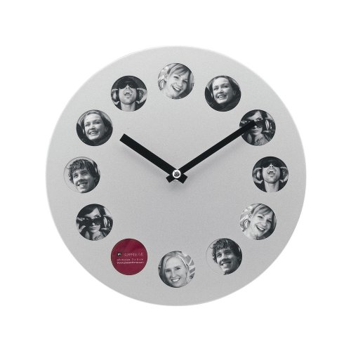 Photo Frame Wall Clock - Matte Silver