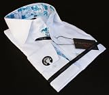 CHEMISE fleurie homme cintrée italienne napoli blanc Caracciolo du S au XXXL