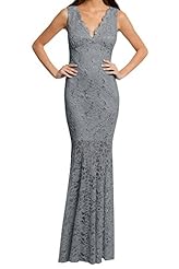 Sexy V-neck Mermaid Lace Backless Open-Back Cocktail Evening Dress/Homecoming Dress/Pageant Dress/Prom Dress/Quinceanera Dress/Party Dress/Wedding Dress 