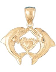 Dazzlers Solid 14 karats gold Dolphin Heart Charm Pendant Available in three colors from jewelsberry (weights: 2.6 grams only)