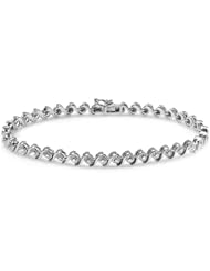 0.18 Carat (ctw) Sterling Silver Real Round Cut Diamond Ladies Tennis Bracelet