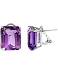 14k White Gold 13ct Genuine Amethyst French Clip Earrings