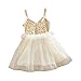 FEITONG Kids Girls Princess Sequins Tulle Lace Tutu Slip Dress (Age:2-3Y, beige)