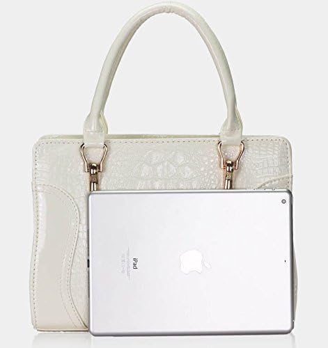 Chic Faux Crocodile Patent Leather Satchel Handbag