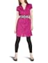 A. Byer Junior's Animal Magnetism Belted Shirt Dress,Fuschia,Small