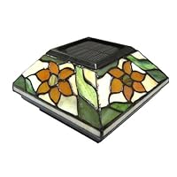 Pine Top 511-0013 Solar Post Cap Night Light, Stained Glass with Sun Flower Design