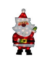 Lawn & Patio: 30" Standing Tinsel Santa Claus Lighted Christmas Yard Art Decoration - Clear Lights - Impact
