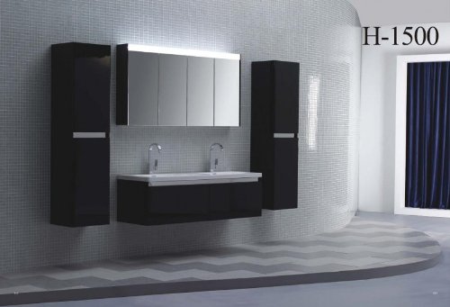 Badmöbel Set H-1500 Spiegelschrank schwarz