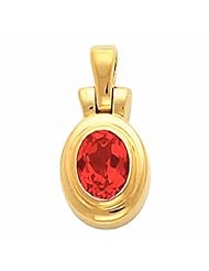 14K Yellow Gold Oval Cut Chatham Created Ruby Pendant -- LIFETIME WARRANTY