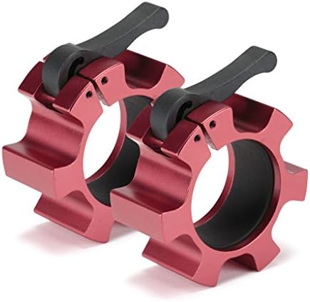 Lockjaw Barbell Collars, Pair - Set of 2, Aircraft Grade Aluminim - Fits 2" Olympic Barbell, Red