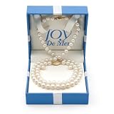 7-8mm Cultured Freshwater Pearl Necklace, Bracelet and Earring Set with 14kt Yellow Gold in Gift Box