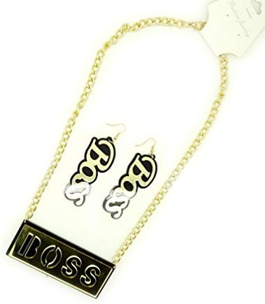 Mygoodie Jewelry Acrylic Punk BOSS Necklace + Earrings Set