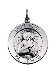 St. Saint Peter Medal Pendant With 24 Inch Chain Sterling Silver R16320