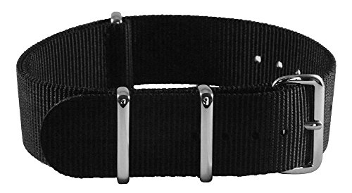 Shark - Black Nylon Interchangeable Watch Strap with Stainless Steel Buckles
