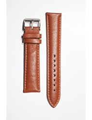 20mm Tan Oil-Tanned Calfskin Leather Watchband with Heavy Buckle