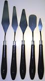 ARTISTS SPATULAS 5pc set w/WOODEN HANDLES = oil painting, ceramics, jewelers & hobbies