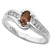 14K White Gold Smoky Quartz and Diamond Ring