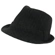 New Wool Pinstripe Stingy Fedora Trilby Hat Black Medium Large