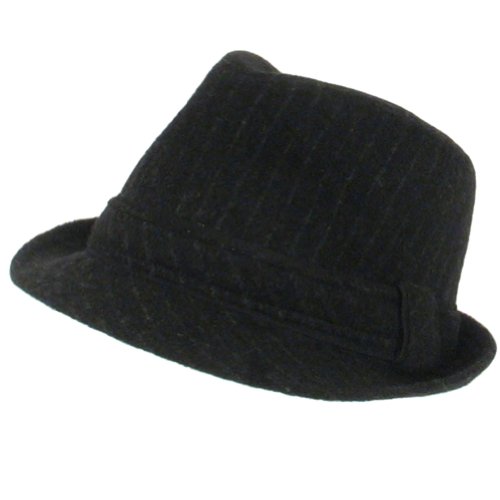 New Wool Pinstripe Stingy Fedora Trilby Hat Black Medium Large