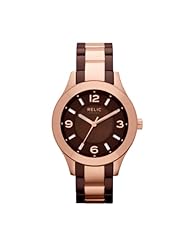 Relic by Fossil Bristal Rose Gold Tone Brown Ceramic Womens Watch ZR34214