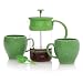 Stem Green French Press Set HuesNBrews and 2 Mugs 