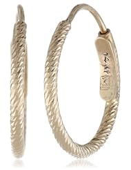 14k Italian Gold 10mm Diamond-Cut Hoop Earrings