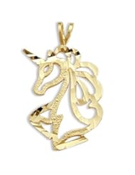 Unicorn Pendant 14k Yellow Gold Lucky Charm Horse