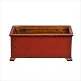 Asian Antique French Planter in Distressed Red Asian Antique French Planter in Distressed Red
