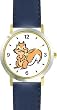 Squirrel Cartoon Animal - WATCHBUDDY&reg; DELUXE TWO-TONE THEME WATCH - Arabic Numbers - Blue Leather Strap-Size-Large ( Men's Size or Jumbo Women's Size )