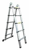 Lightweight Aluminium A-Frame Locking Telescopic Ladder With Anti Slip Feet: Lime Shop telescopic ladder