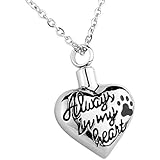 HOUSWEETY Always In My Heart Pet Eternity Paw Waterproof Cremation Urn Necklace Ash Memorial Jewelry