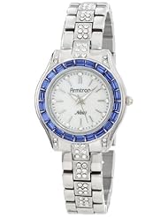 Armitron Womens 75/5053MPSVBL Swarovski Crystals Blue Accented Silver-Tone Bracelet Watch