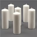 Set of 10 Hand Poured 2" x 6" Pillar Candles, White Unscented