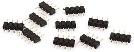 10Pcs 4-Pin 10mm Male to Male Connector Black for RGB LED Strip Lights